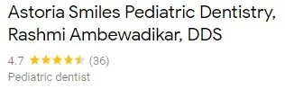 Astoria Smiles Pediatric Dentistry Google Reviews Screenshot