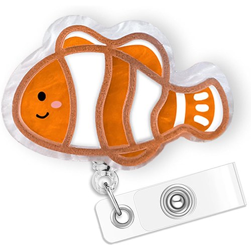 Bydevia Cute Clown Fish Badge Reel Holder