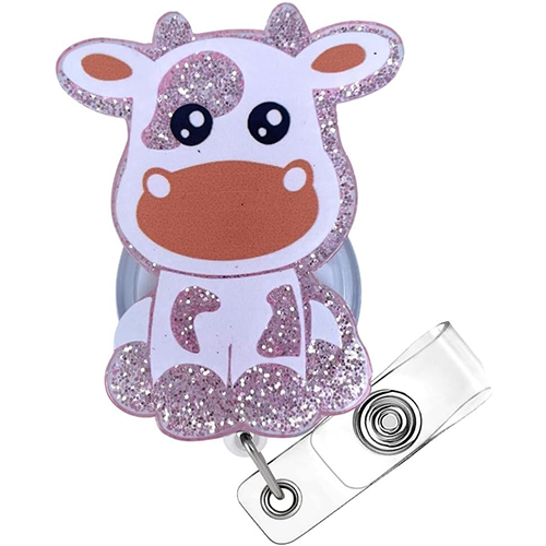 Cute Pink Highland Cow Badge Reel