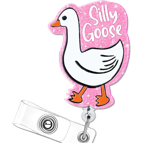 Hitluste Store Pink Silly Goose Retractable Badge Reel