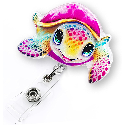 LEBEIGHT Cute Colorful Turtle Badge Reel