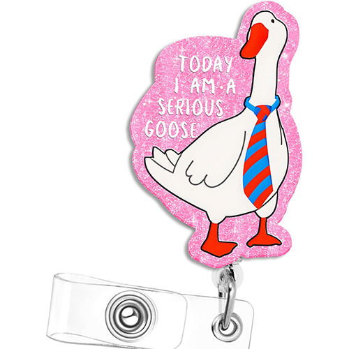 Today I Am A Serious Goose Pink Badge Reel